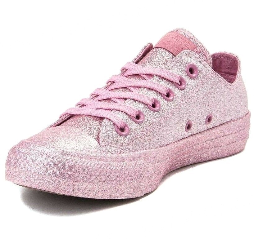 Converse Chuck Taylor All Star Pink Glitter Skater Shoes Low Sneakers  Metallic | eBay